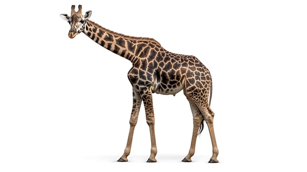 A giraffe standing on a white background photo