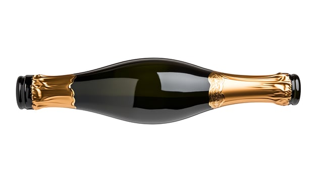A bottle of champagne with a gold label photo