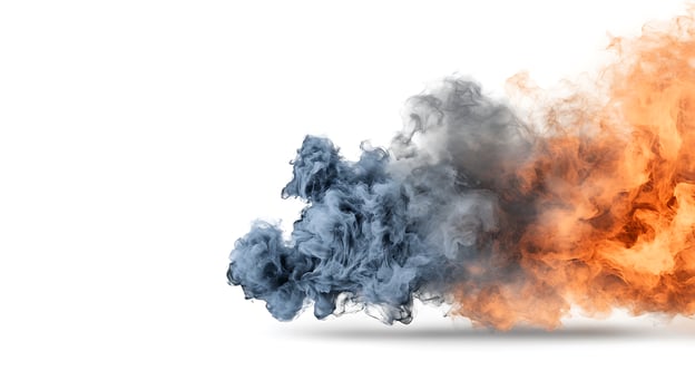 Fire and smoke on white background photo