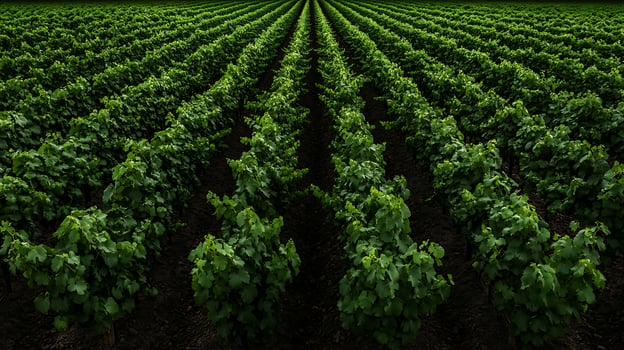 A large field of green grapes photo
