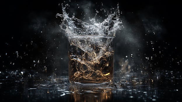 A glass of water with water splashing on it photo