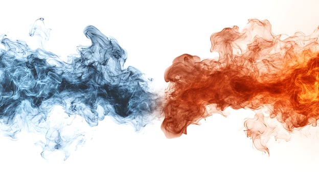 Two different colors of smoke are shown photo