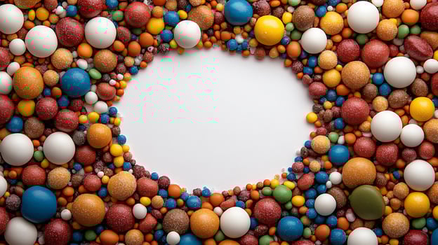 A circular frame made of colorful candy balls photo