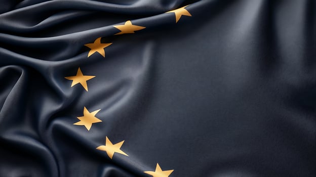 The flag of the eu is shown in gold photo