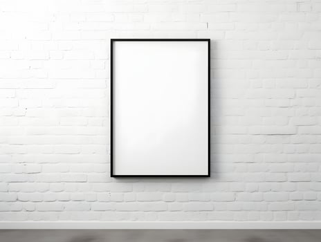 Blank white frame on a brick wall photo
