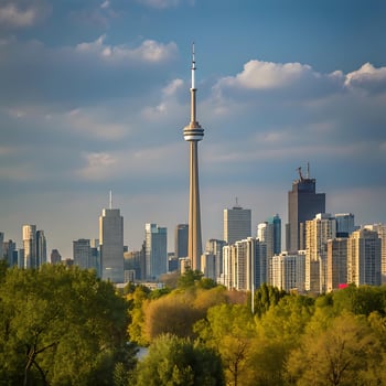 Toronto Skyline with CN Tower and Park Foreground photo