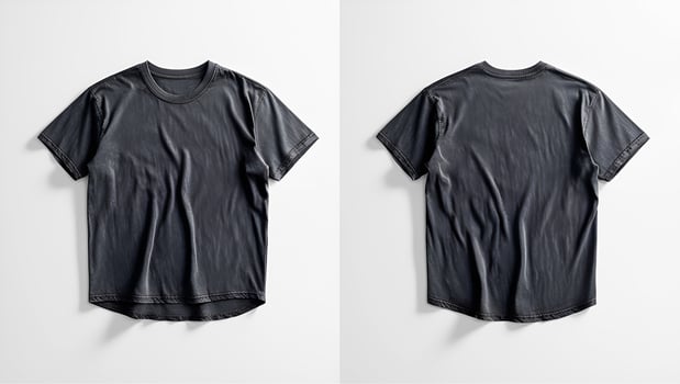 Identical Dark Gray T-Shirts on Plain Off-White Surface photo
