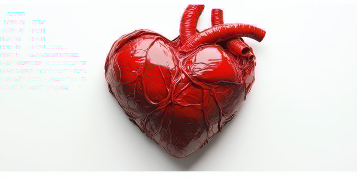 Heart model displayed against a plain background emphasizes anatomical details and vivid color representation photo
