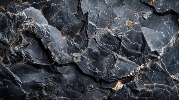 Close up view of a textured black rock surface reveals intricate patterns and natural lines formed over time, highlighting the beauty of geological formations in a striking display of nature photo