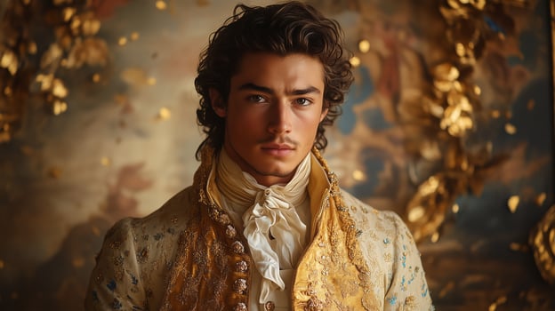 A man in a gold costume with a golden background photo