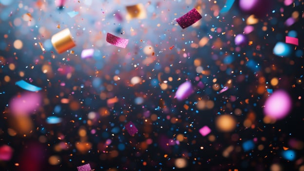 Confetti falling on a black background photo