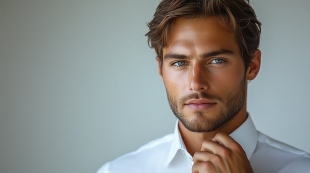 A man in a white shirt and tie photo