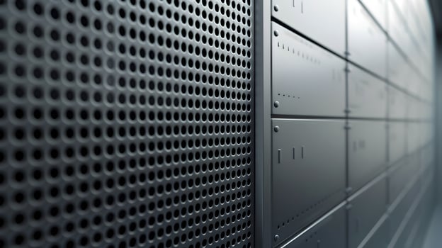 modern metal perforated wall with geometric pattern photo