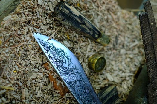 Enep knife of Thai native hand carved works The sheath and handle are made of ebony wood photo
