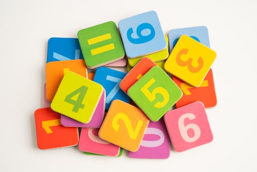 Math number colorful on white photo