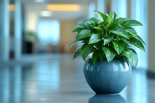 Elegant Indoor Plant in Modern Office Hallway for Interior Design and Decoration photo