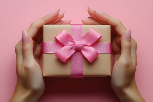 Elegant Pink Gift Box with Ribbon for Celebrations and Special Occasions photo