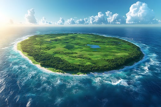 Tropical Island Paradise Surrounded by Crystal Blue Ocean for Travel and Posters photo