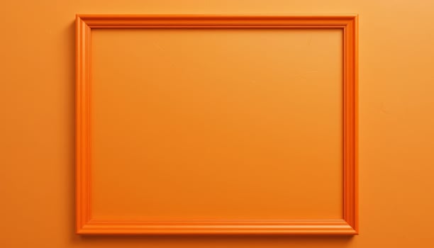 An empty orange frame against a matching orange background, ideal for showcasing artwork or photographs, perfect for home decor or marketing materials. photo