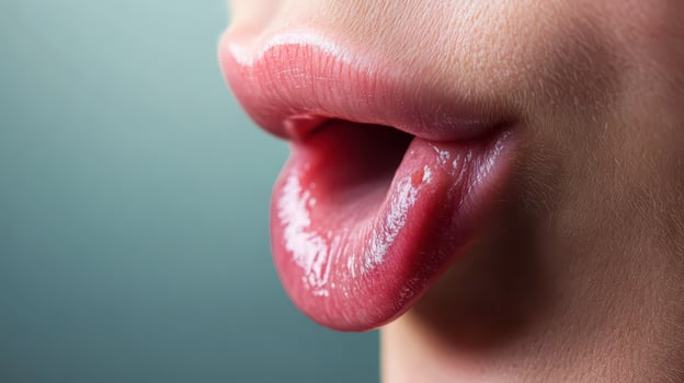 A woman's tongue with a pink tongue photo