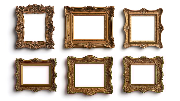Golden frames on white background photo