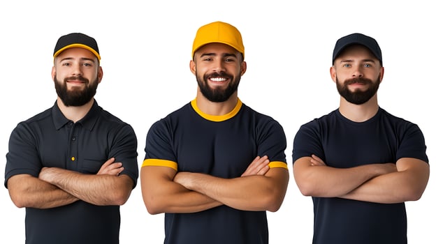 Three men in uniform standing with arms crossed photo