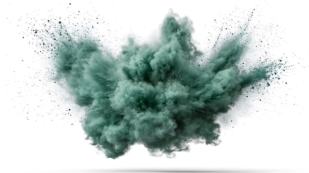 A green powder explosion on a white background photo