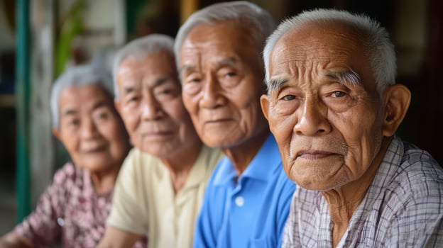Senior asian men sitting together photo