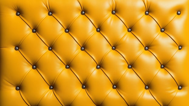 Yellow leather upholstery with tufted buttons, showcasing a rich and sophisticated texture. photo