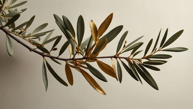 olive branch with gold leaves photo