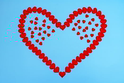 Heart love. Red heart shape from small hearts. Valentine's day lovers. photo