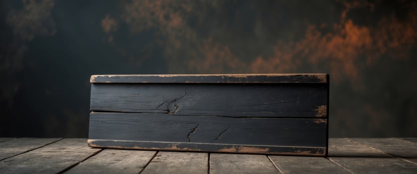 An old wooden box sitting on a wooden table photo