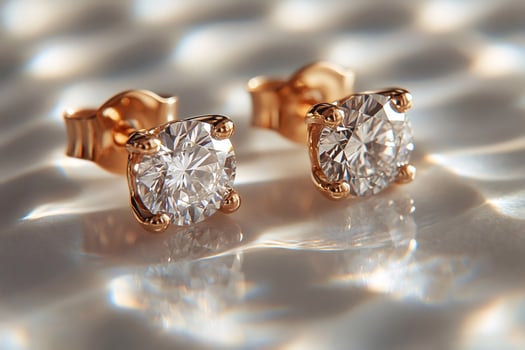 Pair of sparkling diamond earrings . photo