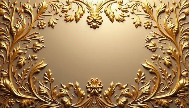golden vintage floral frame with copy space for text photo