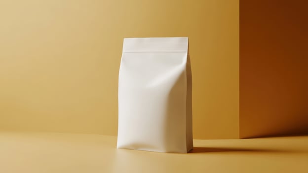 White paper bag mockup on yellow background photo