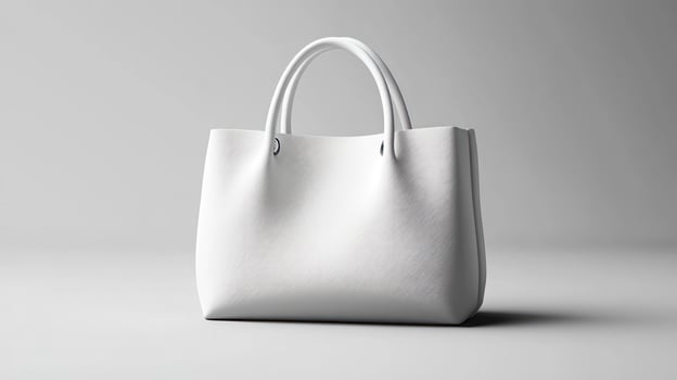 White leather tote bag on grey background 3d render photo