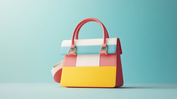 Colorful handbag on blue background 3d render photo