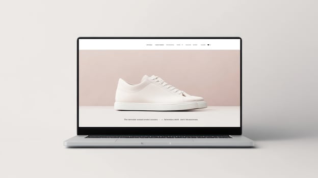 A laptop with a white shoe on it photo