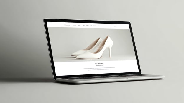 A laptop with a white shoe on the screen photo
