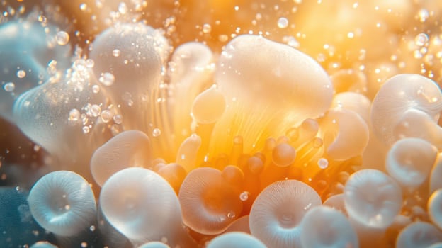 Close-up of mushrooms with water droplets on their surface photo