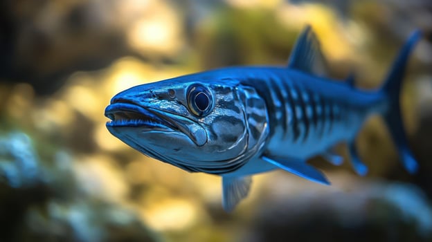 close-up shot of a blue-colored fish photo
