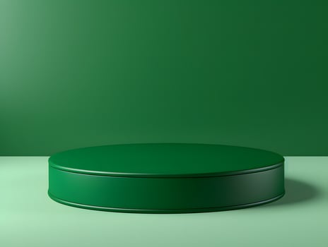 Green round metal container on a green background photo