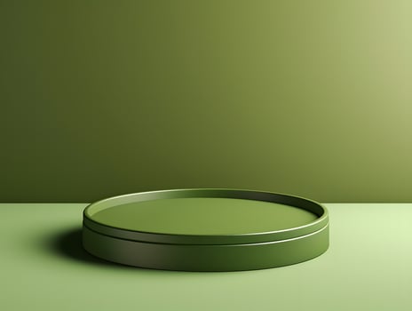 Green round container on a green background photo