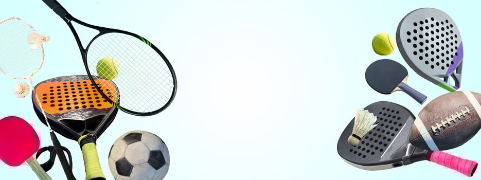 Different balls and other sports equipment isolated on white, set photo