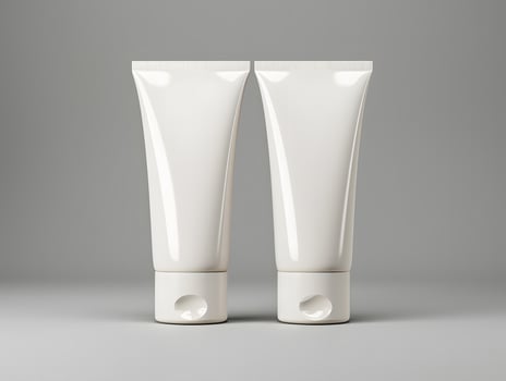 Two white tube containers on a gray background photo
