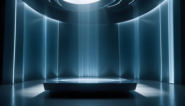 A room with a light shining through the ceiling photo