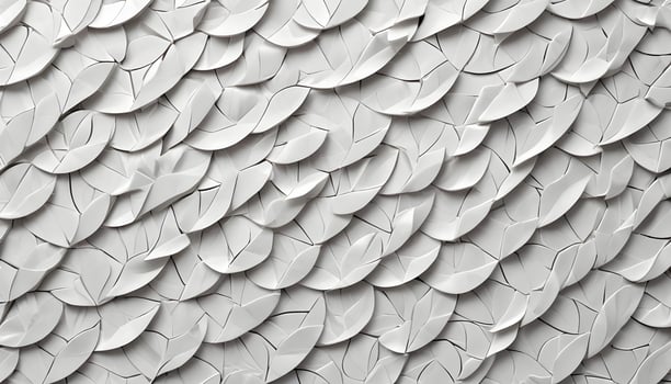 A wall made of white paper with many leaves photo