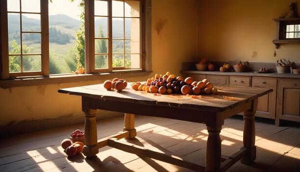 A table with apples and pumpkins sitting on it photo