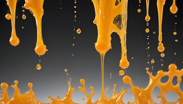 Orange juice splash on black background photo