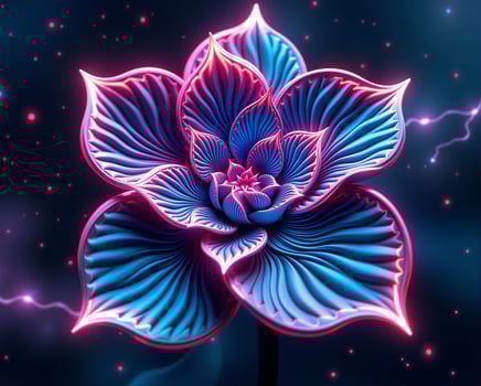 Stunning Neon Flower with Intricate Petals and Bright Colors photo